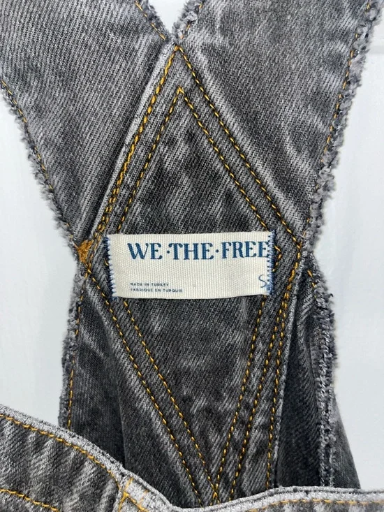 Free People Washed Black/Charcoal Denim Barrel Overalls - Picture 10 of 10